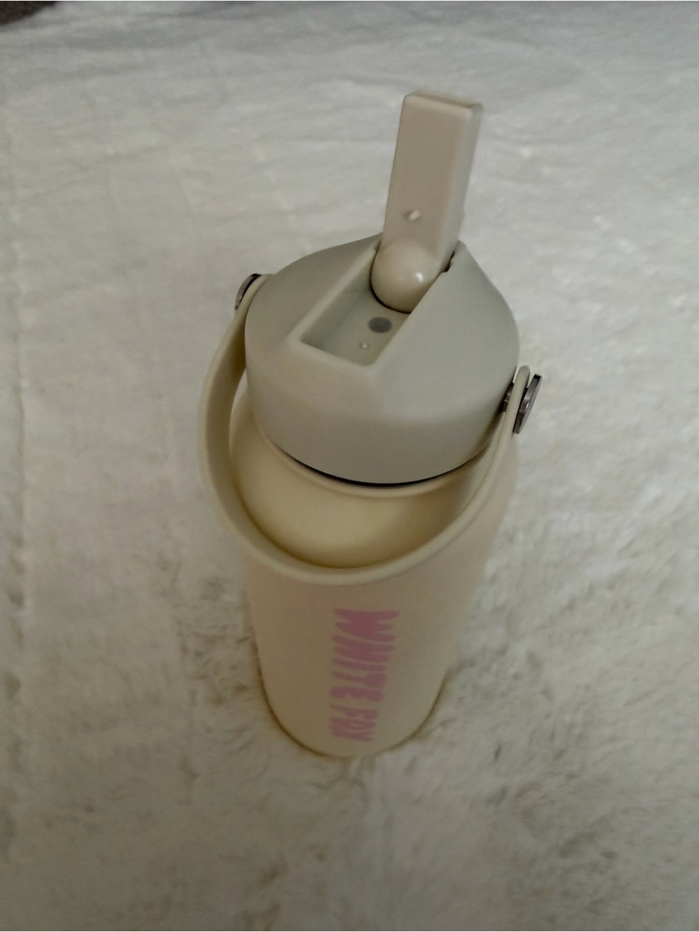 White Fox Boutique Beige Water Bottle with Pink Logo - Picture 2 of 4